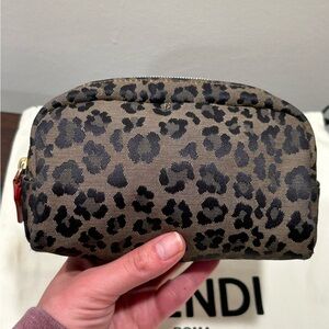 Fendi Leopard Canvas Cosmetic Pouch